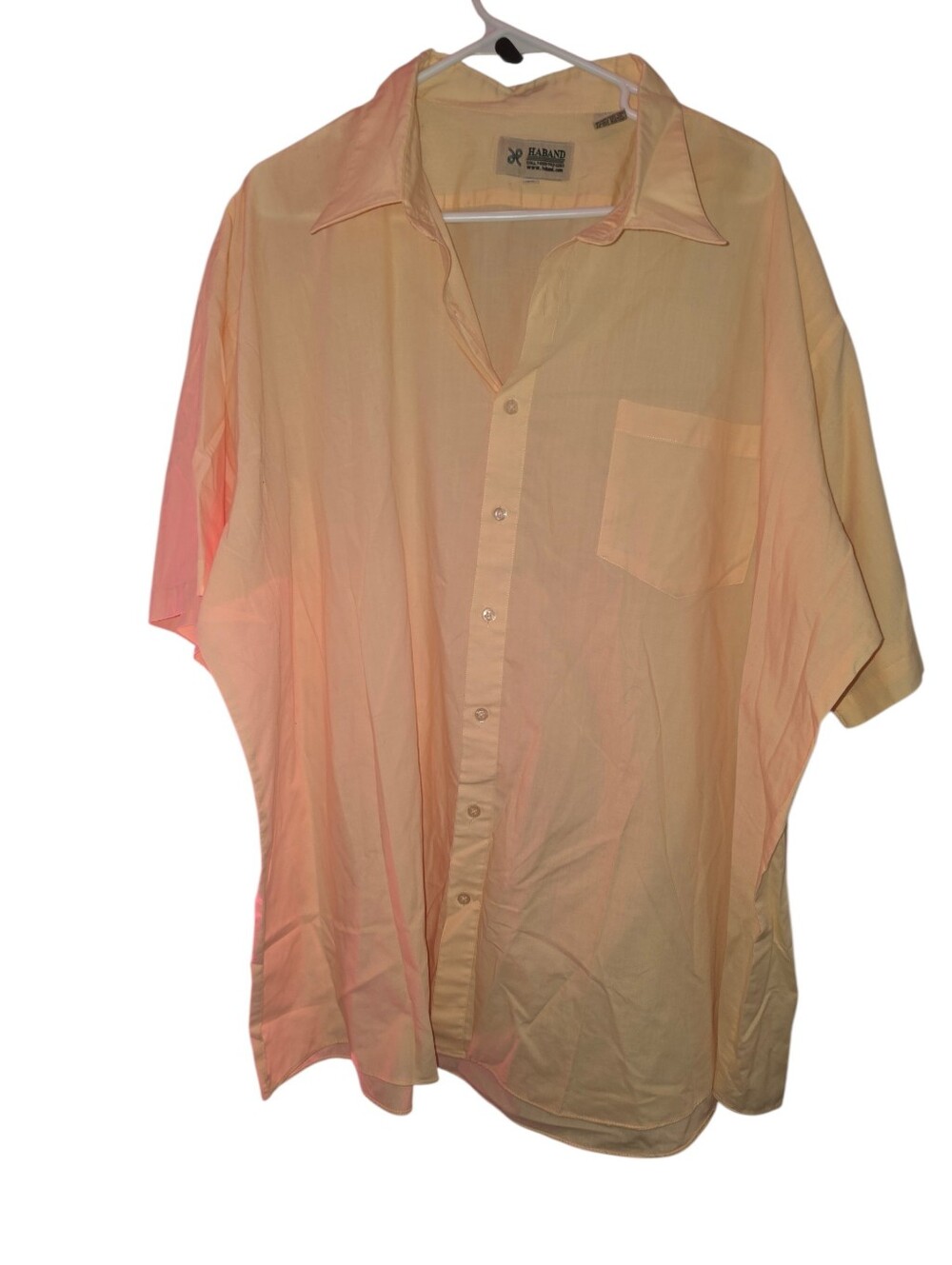 6/11/16. Haband Men's Short Sleeve Button-Up Shirt in Pale Peach
